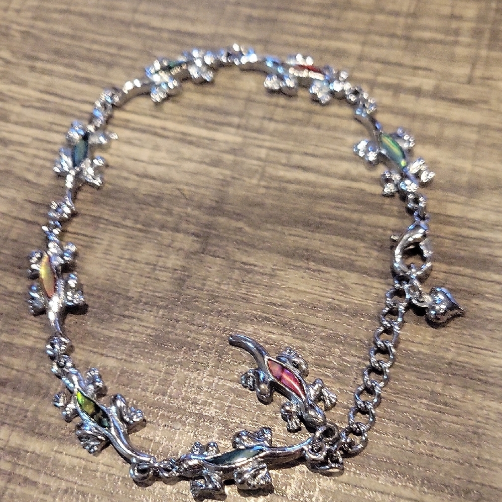 Abalone Lizard Ankle Bracelet/ NEW w/o Tag/ Silvertone